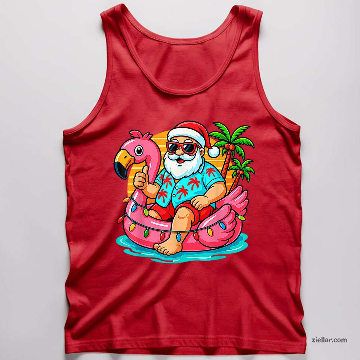 Christmas In July Shirt Santa Flamingo Summer Xmas Tank Top Shirt Funny Christmas in July Tee and Tank Top Shirt for Men Women Adults Tee Gift