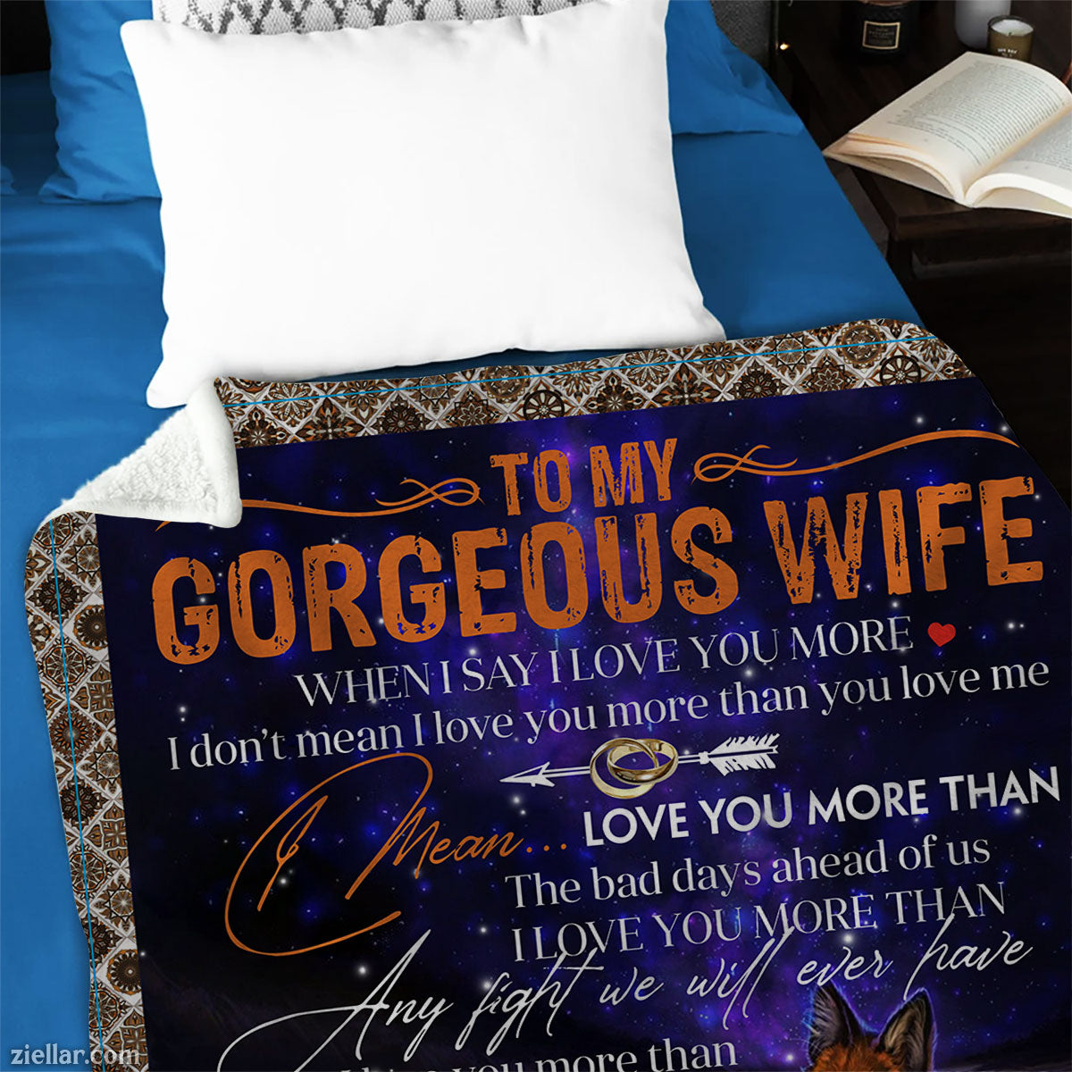 To My Gorgeous Wife Quilt Blanket, Fleece Blanket Gift with Bears and Deep Love Message