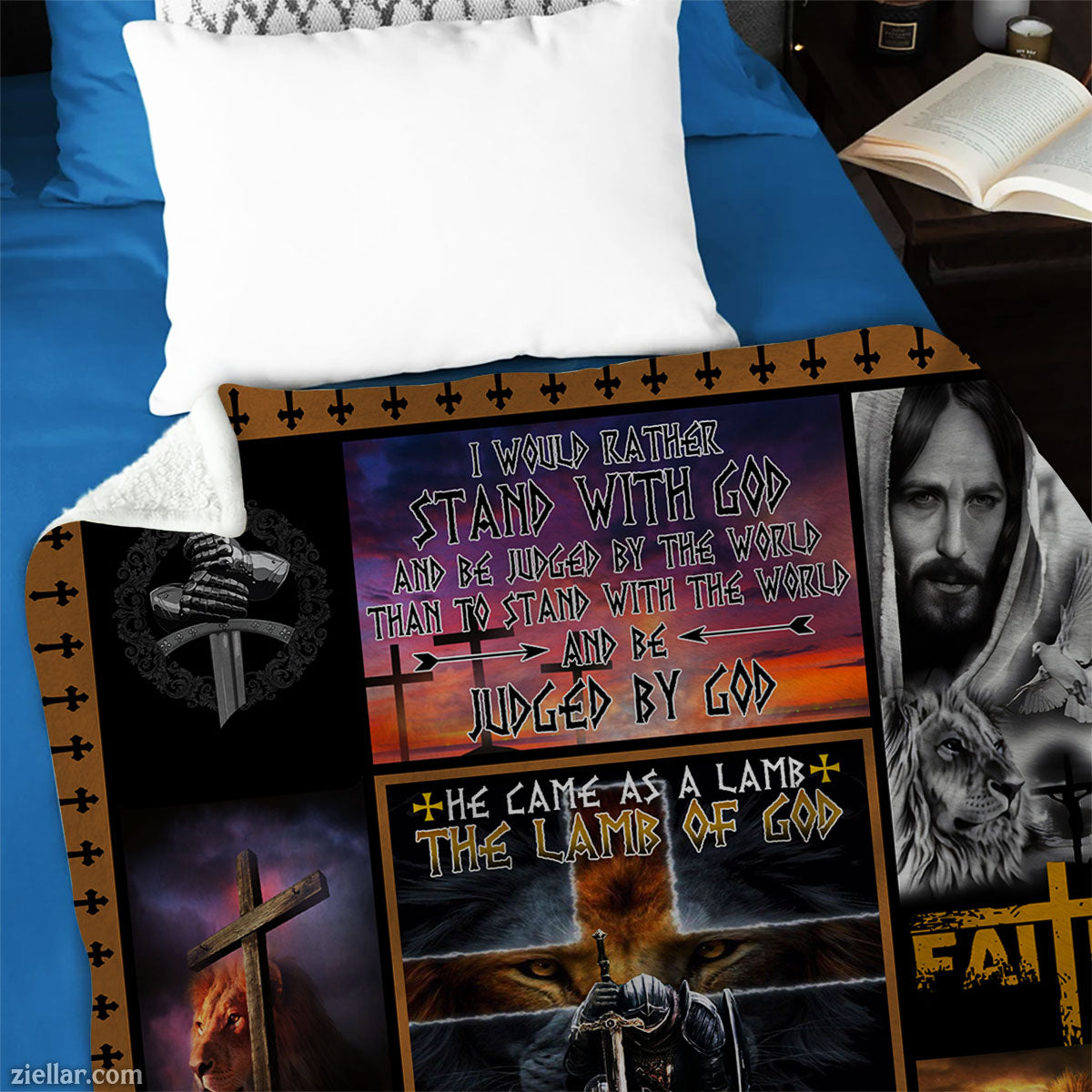 Christian Faith Quilt Blanket, Fleece Blanket with Crosses, Bible Verses and Jesus Images