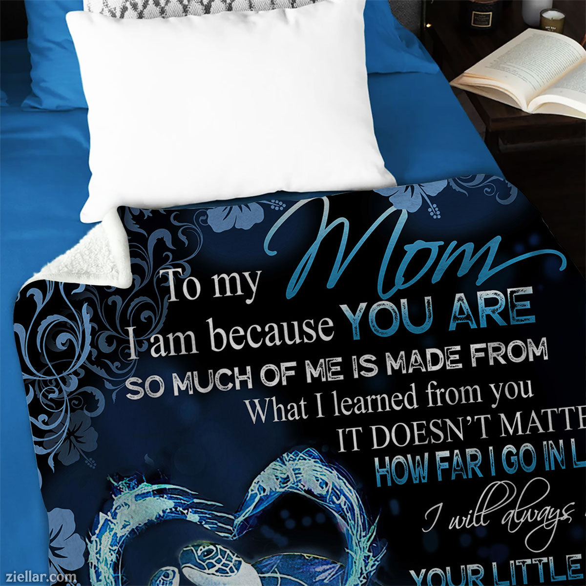 To My Mom Quilt Blanket, Fleece Blanket from Daughter with Seahorse and Loving Words