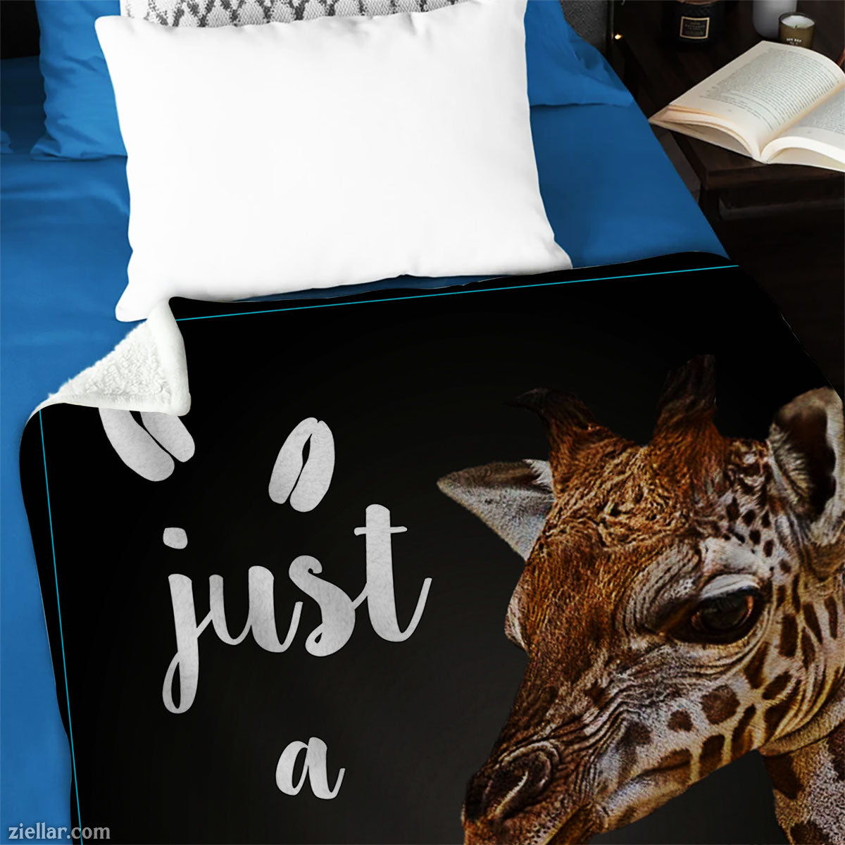 Giraffe Lover Quilt Blanket, Fleece Blanket with Cute Giraffe and Bold Typography Design