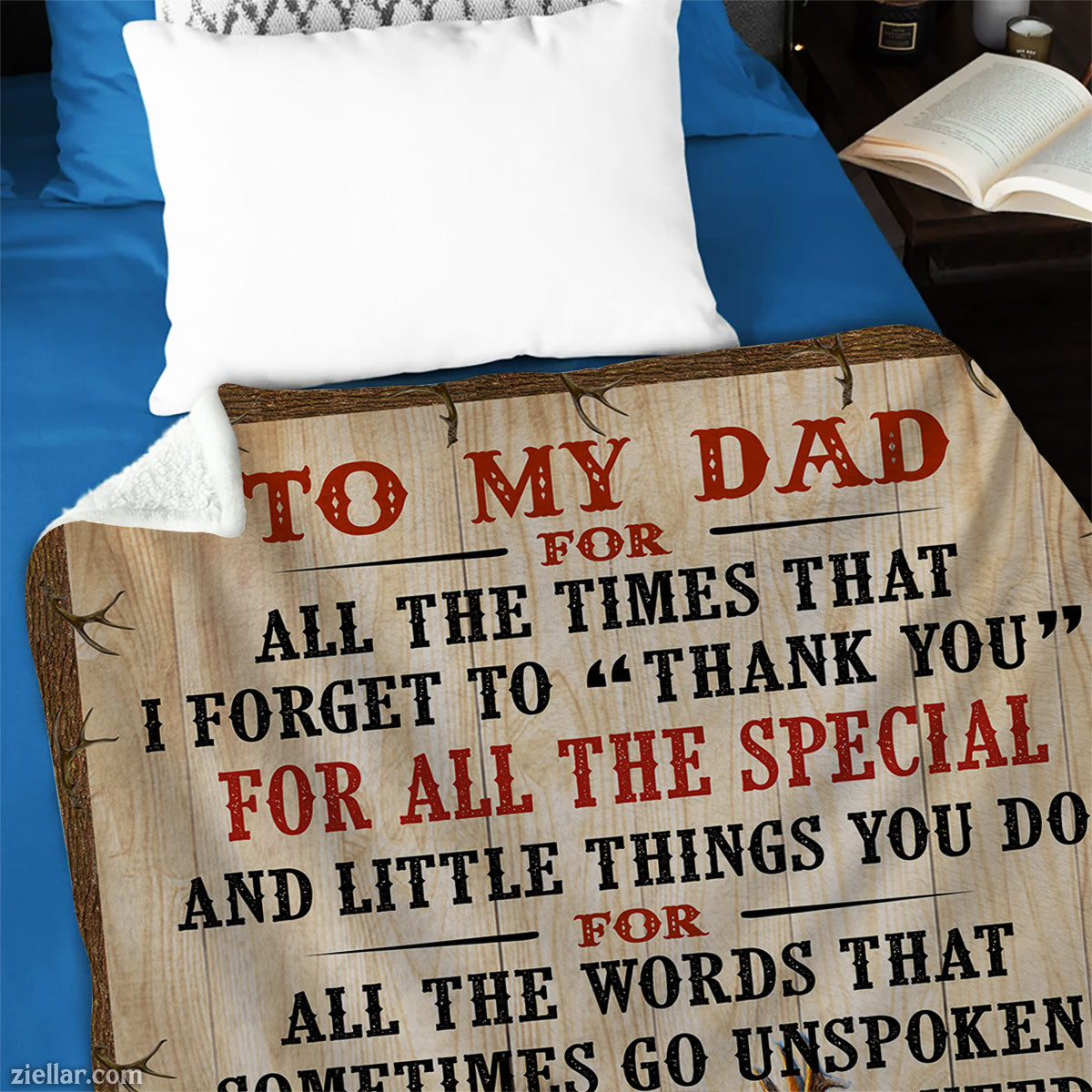 To My Dad Quilt Blanket, Fleece Blanket with Stag and Heartfelt Message from Daughter