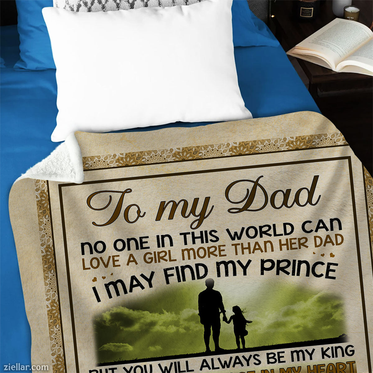 To My Dad Quilt Blanket, Fleece Blanket with Sentimental Poem and Neutral Background