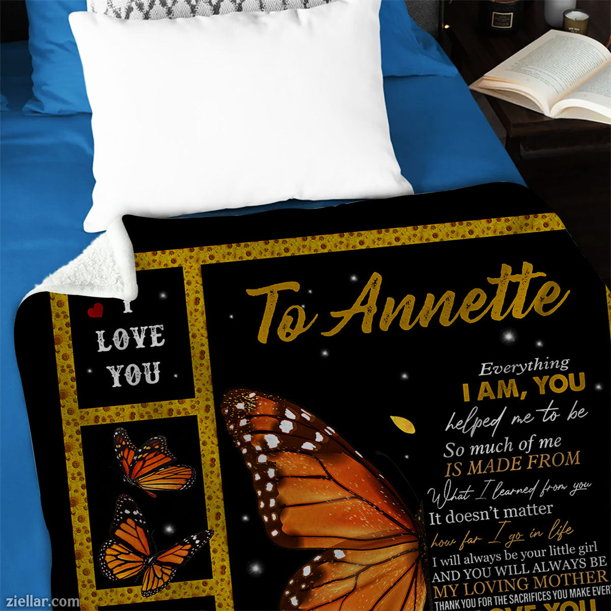 To Annette Quilt Blanket, Fleece Blanket Gift with Monarch Butterfly and Appreciation