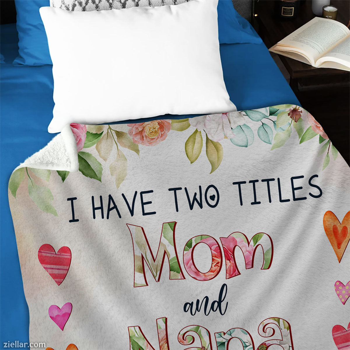 Mom and Nana Quilt Blanket, Fleece Blanket with Floral Design for Mothers and Grandmas