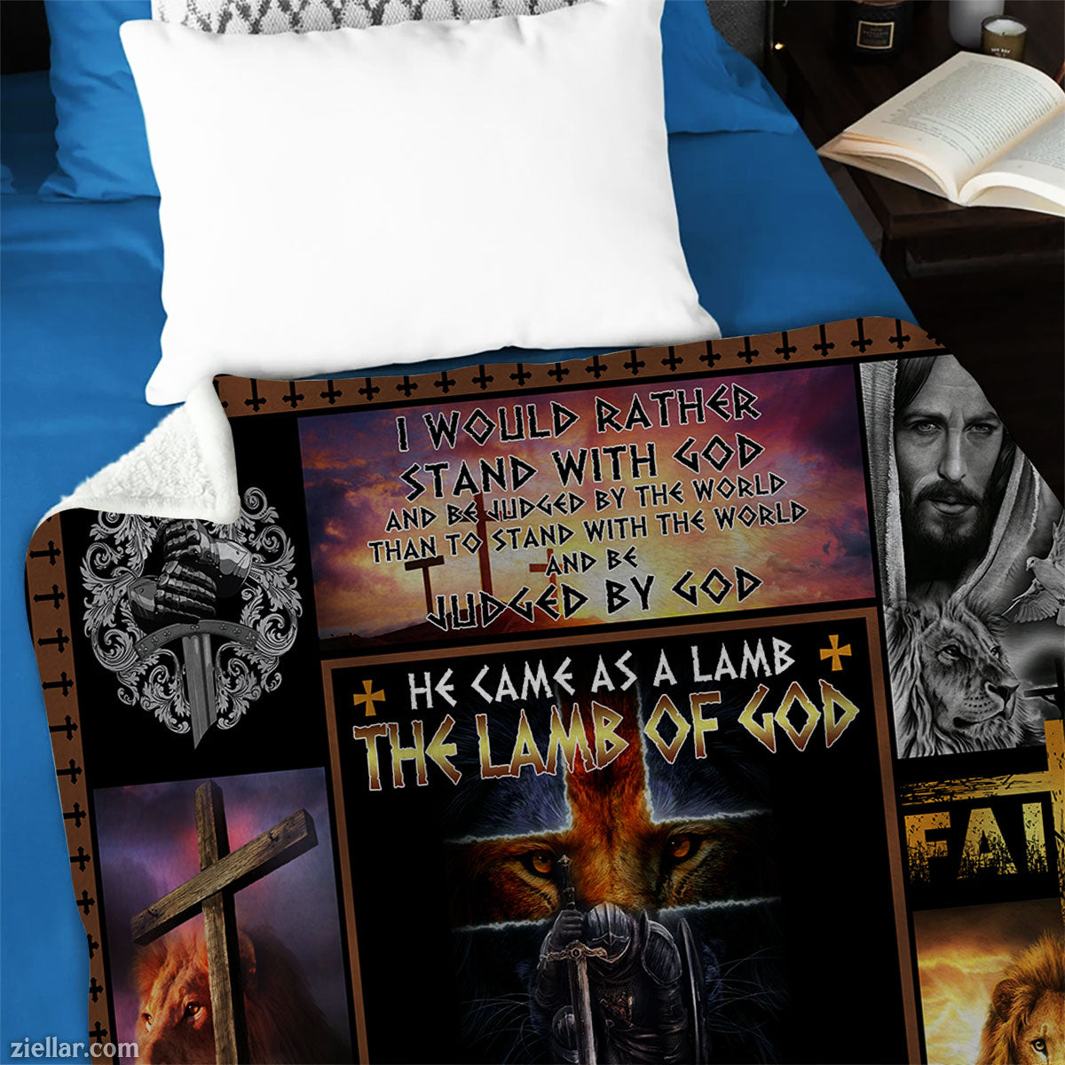 Lion of Judah Quilt Blanket, Fleece Blanket with Christian Theme and Powerful Biblical Imagery