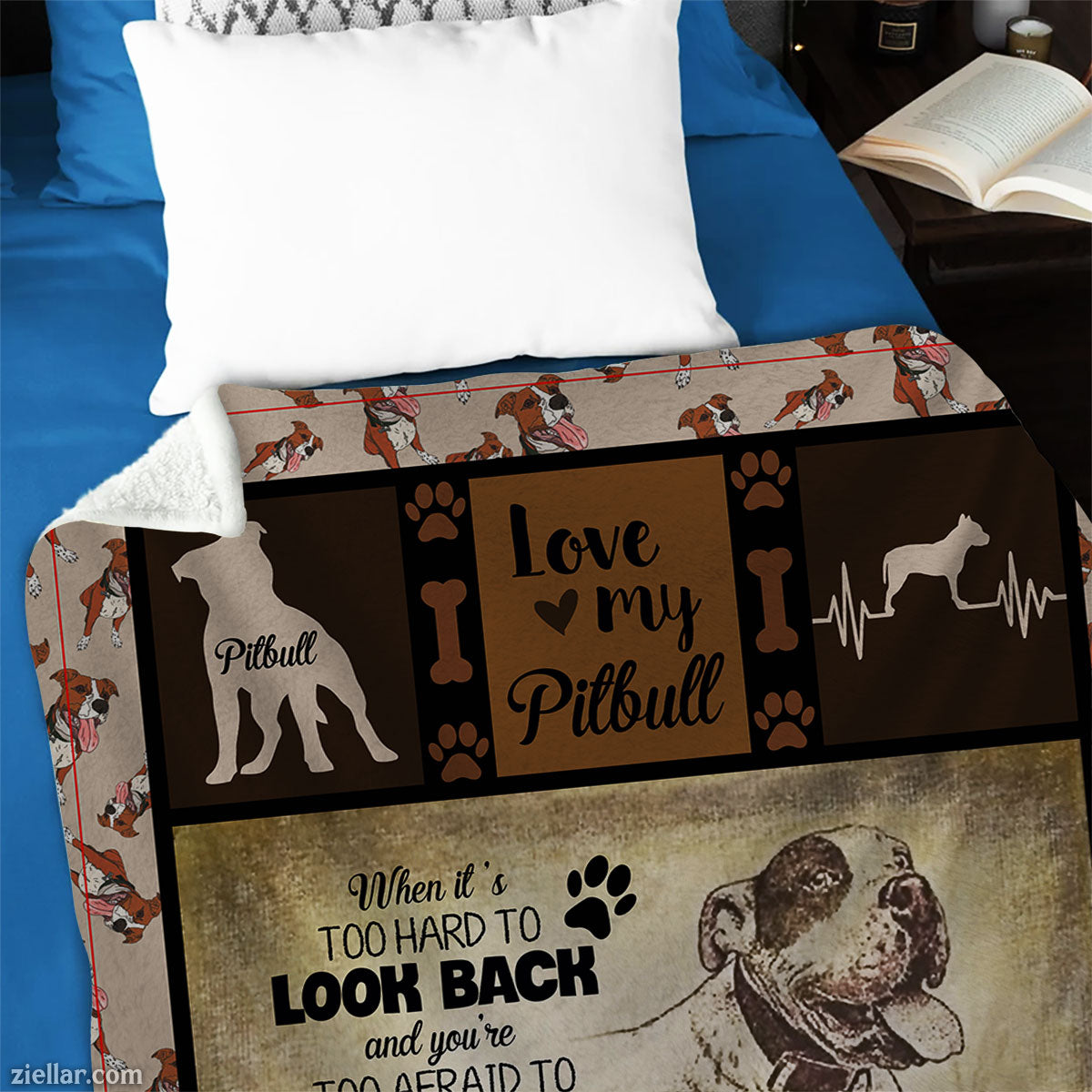 Love Is A Pitbull Quilt Blanket, Fleece Blanket Gift for Dog Lovers, Personalized Custom Name