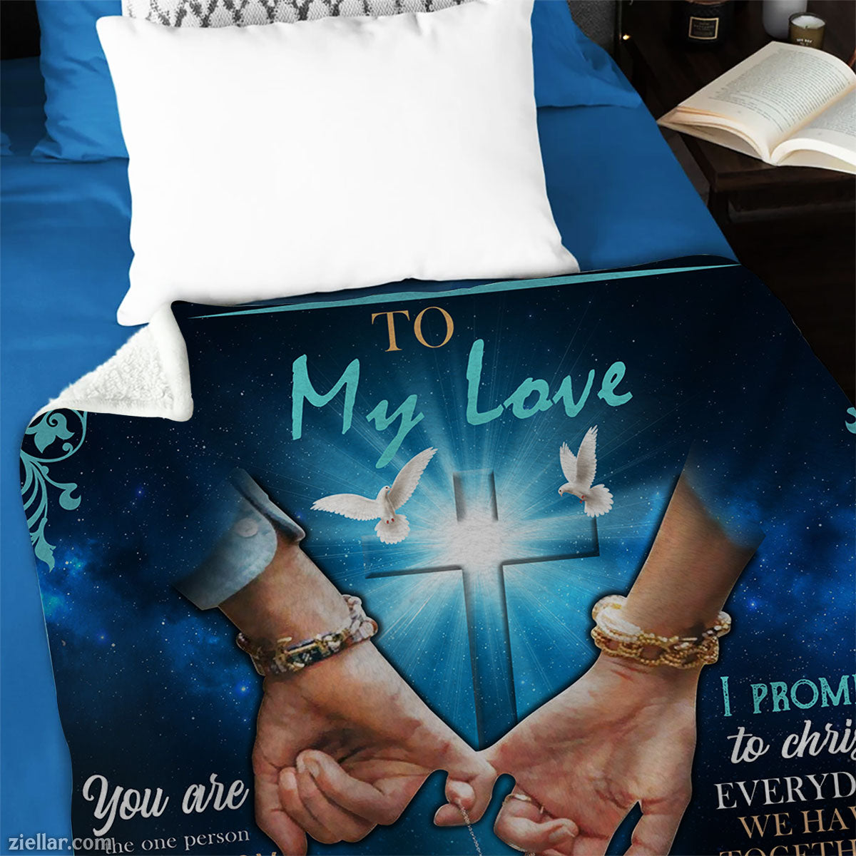 To My Love Holding Hands Quilt Blanket, Fleece Blanket Gift for Husband or Wife, Personalized Custom Name