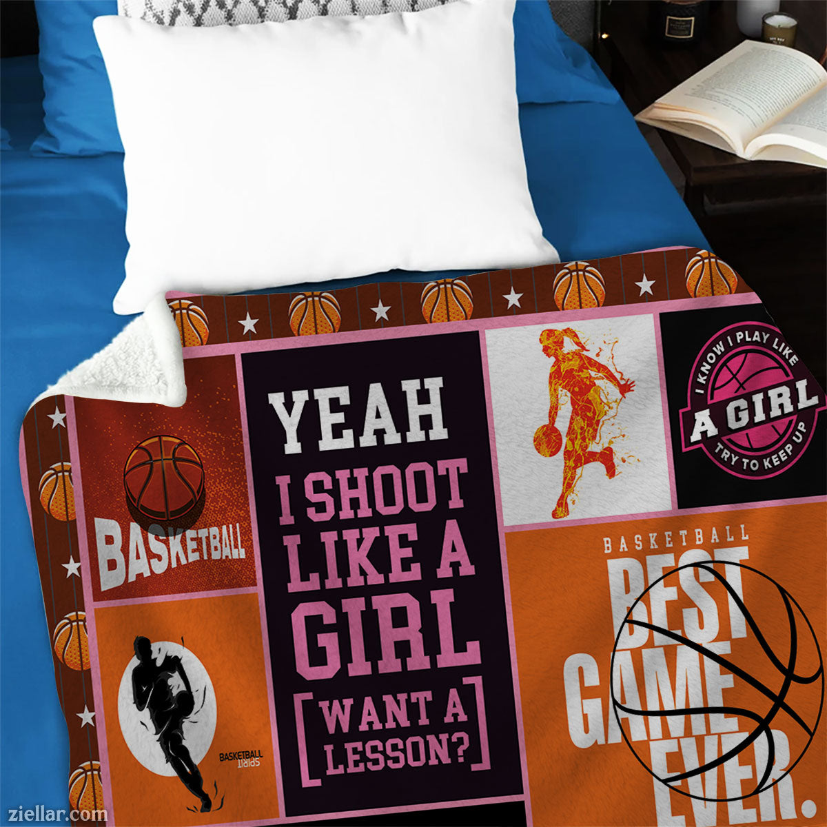 Basketball Girl Power Quilt Blanket, Fleece Blanket Gift with Sports Quotes, Personalized Custom Name