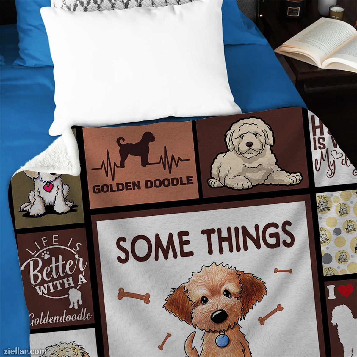 Golden Retriever Dog Quilt Blanket, Fleece Blanket Gift with Puppy Quotes, Custome Name Option