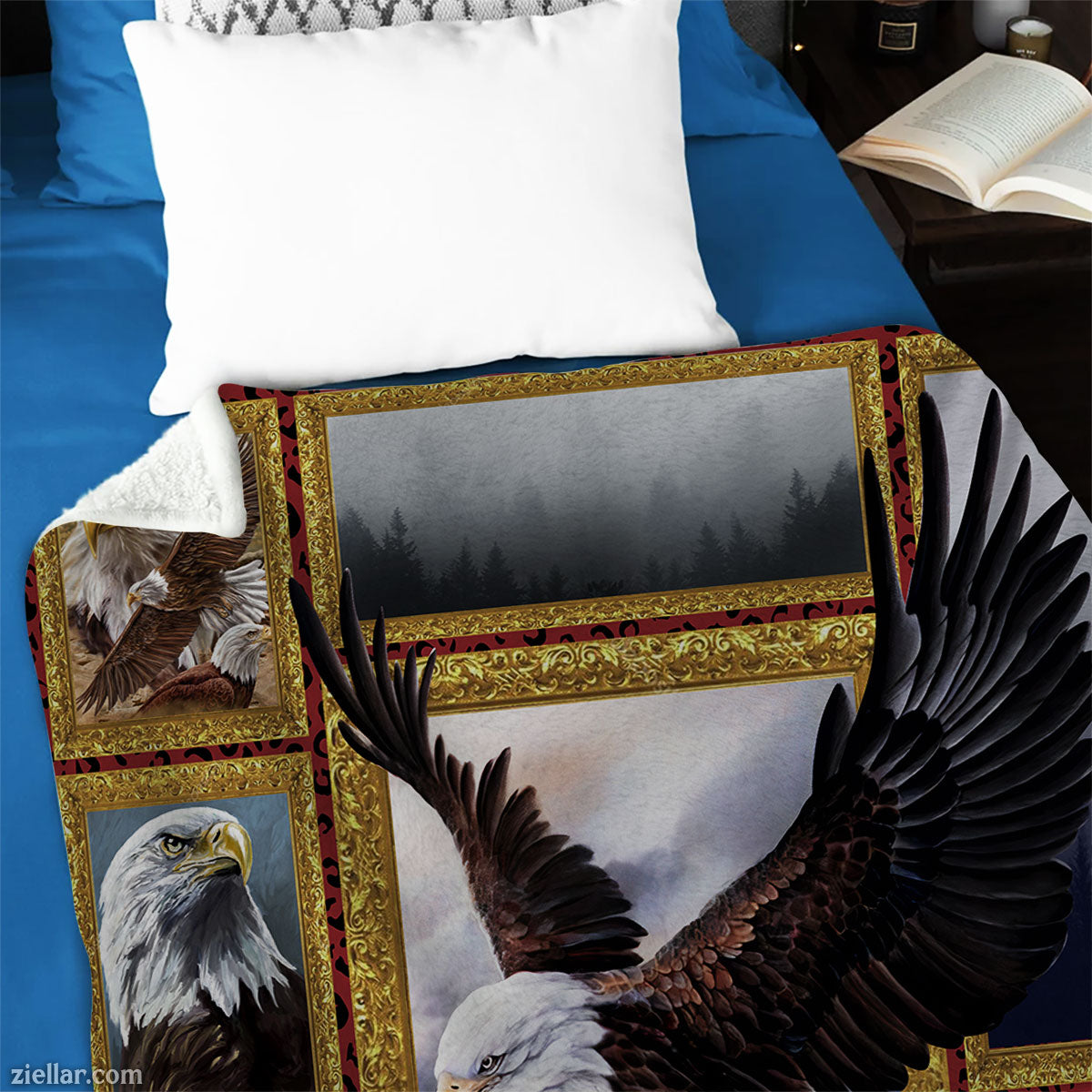 Majestic Eagles Nature Quilt Blanket, Fleece Blanket Gift for Bird Lovers, Custome Name Included