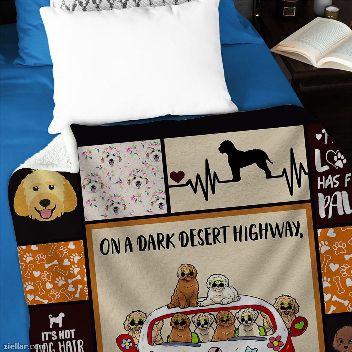 Funny Dog Van Roadtrip Quilt Blanket, Fleece Blanket Gift for Pet Lovers, Personalized Option