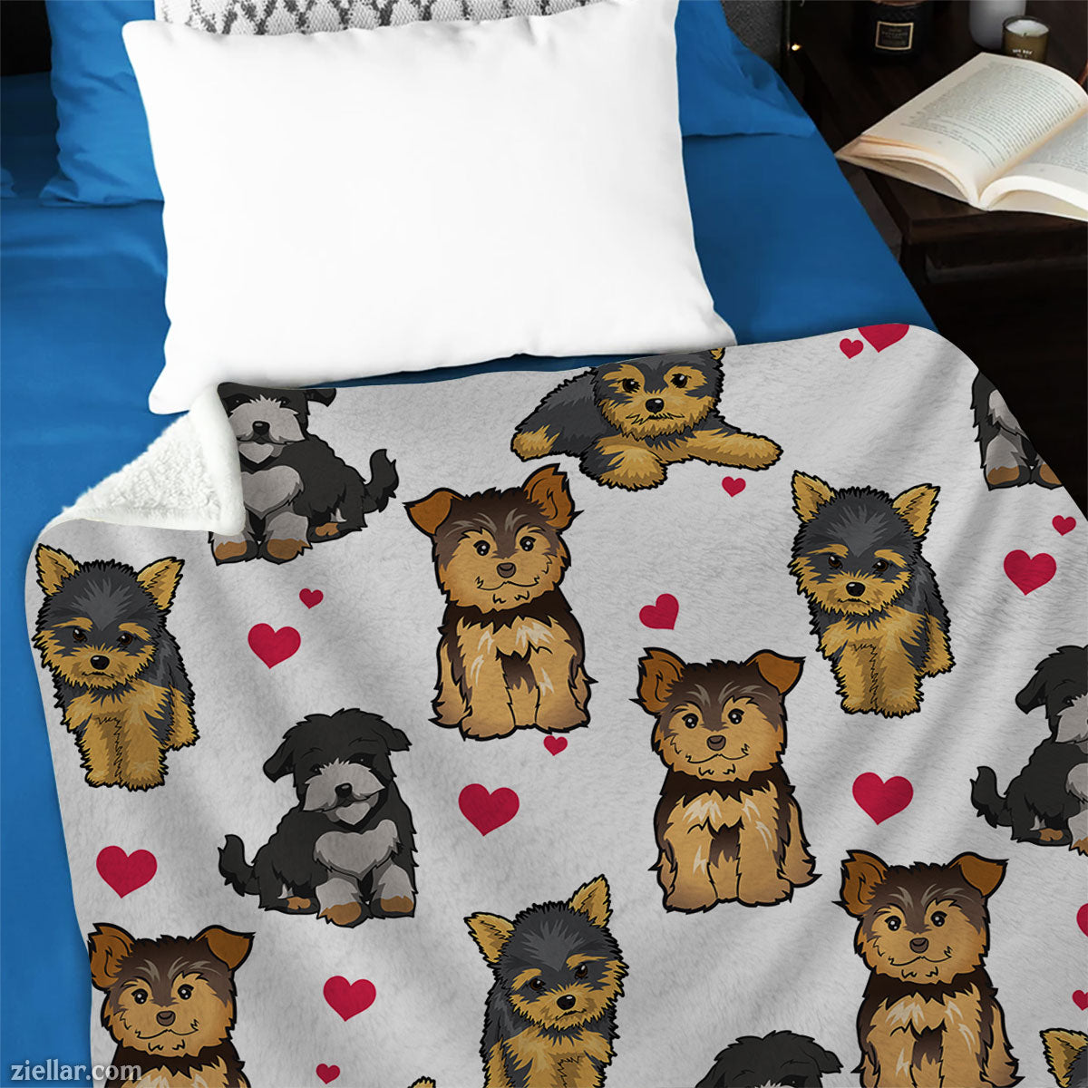 Cute Puppies Cartoon Pattern Quilt Blanket, Fleece Blanket Gift for Dog Lovers and Kids