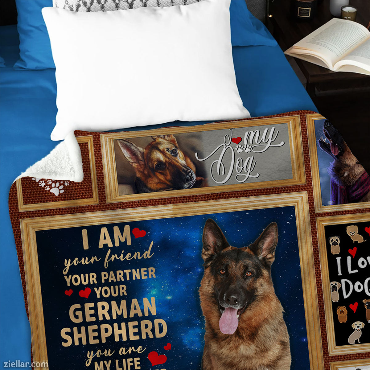 German Shepherd Dog Mom Quilt Blanket, Fleece Blanket Gift with Love Quote, Custome Name
