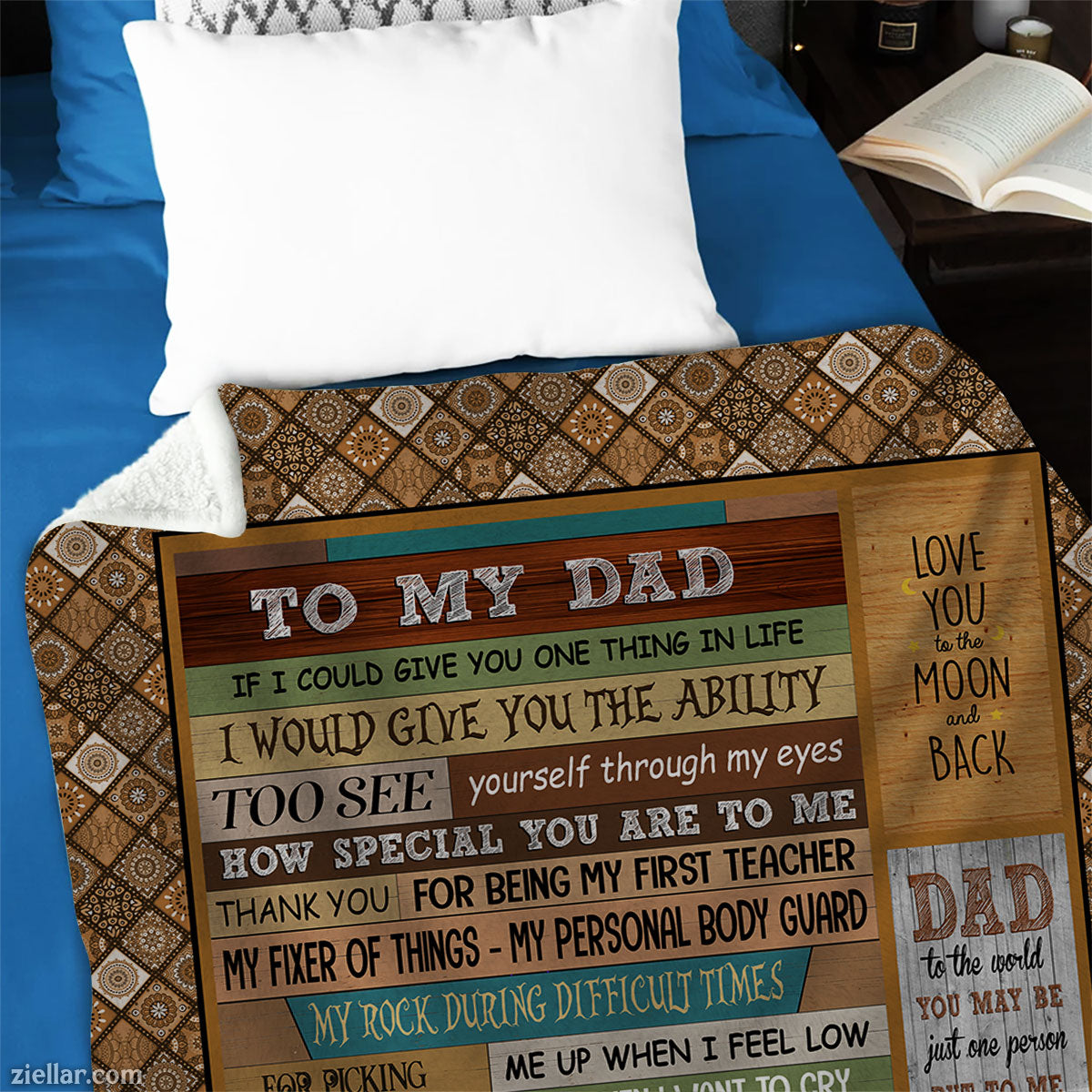 To My Dad Vintage Message Quilt Blanket, Fleece Blanket Gift from Daughter or Son, Personalized