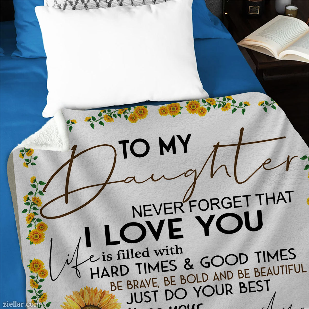 To My Daughter Autumn Quilt Blanket, Fleece Blanket Gift with Positive Life Advice, Custome Name