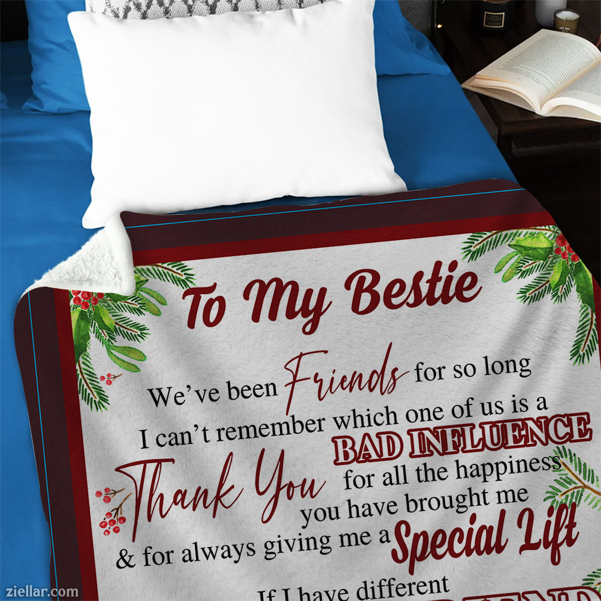 To My Bestie Cardinal Quilt Blanket, Fleece Blanket Gift with Friendship Quote, Personalized Name
