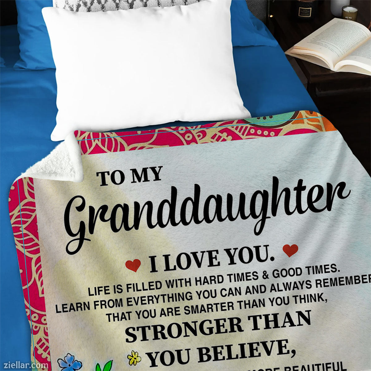 To My Granddaughter Bunny Quilt Blanket, Fleece Blanket Gift from Grandma, Personalized Gift