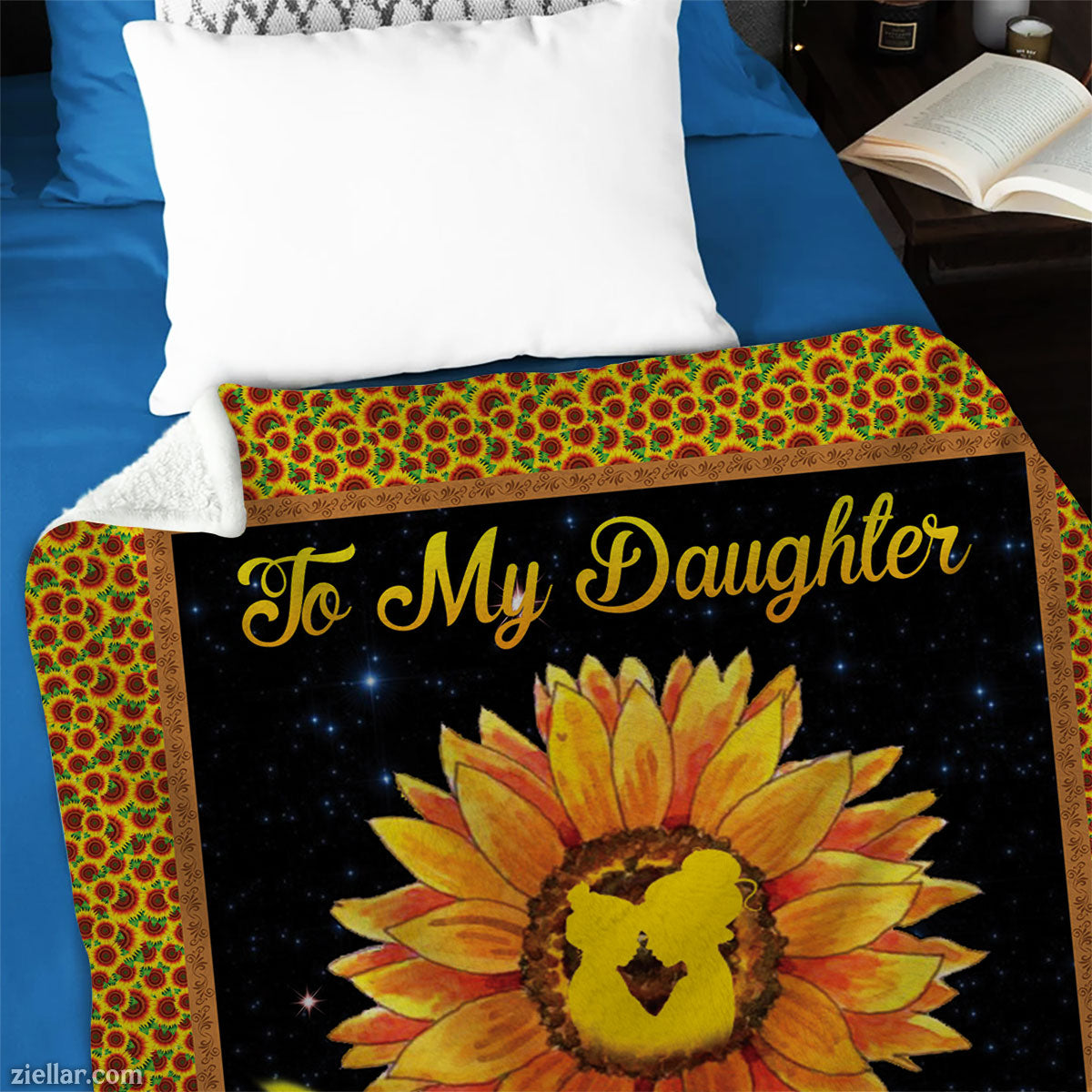 To My Daughter Sunflower Quilt Blanket, Fleece Blanket Gift with Meaningful Quote, Custome Name
