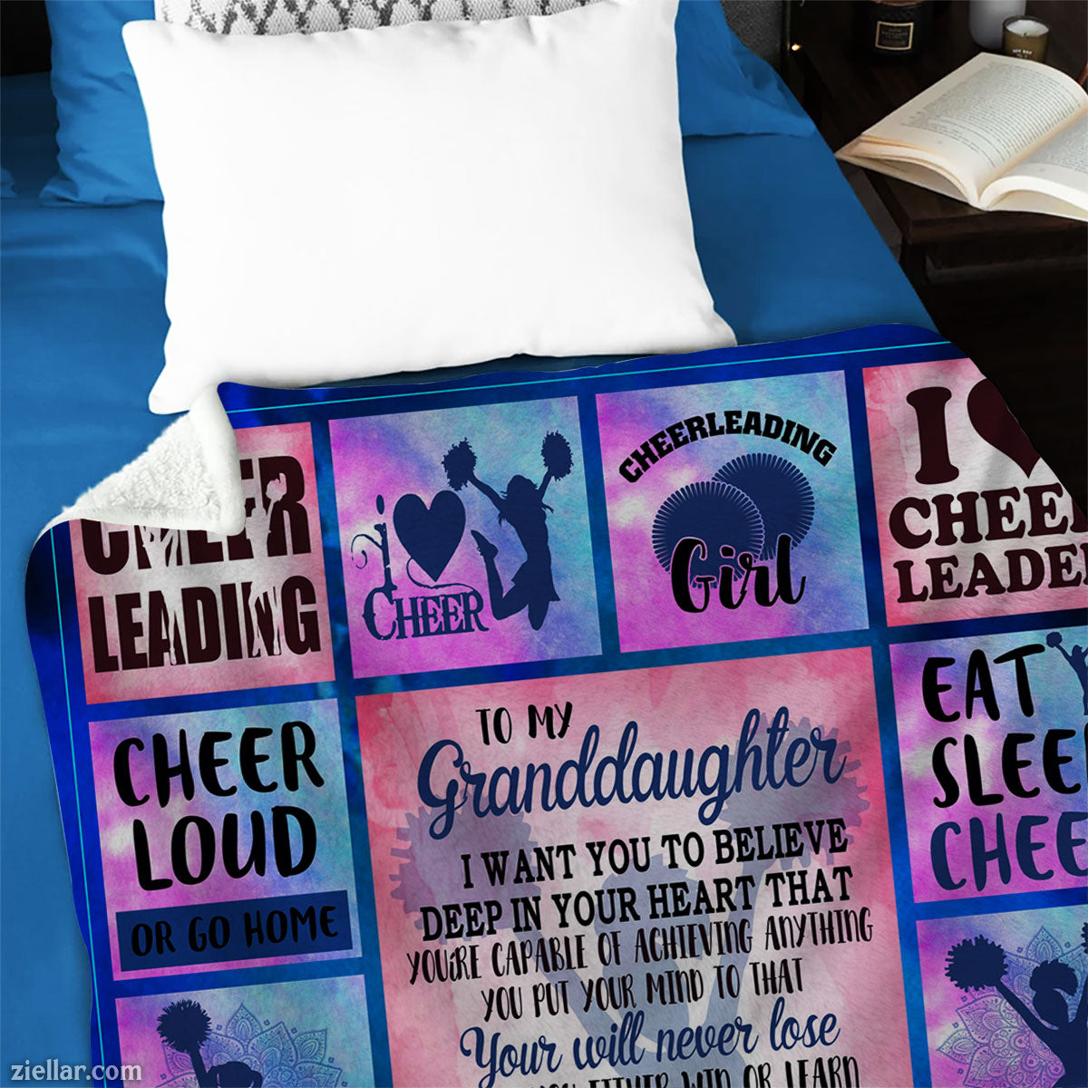 Cheerleading Quotes Quilt Blanket, Fleece Blanket Gift for Cheerleader Girls and Teen Athletes