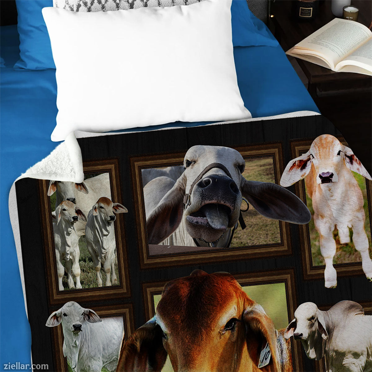 Cow Farm Quilt Blanket, Fleece Blanket with Brown Cows and Rustic Barn Vibes, Country Animal Theme