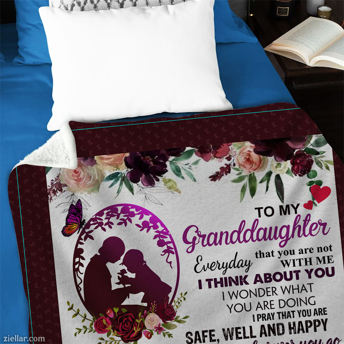 To My Granddaughter Quilt Blanket, Fleece Blanket Birthday Gift from Grandma, Personalized