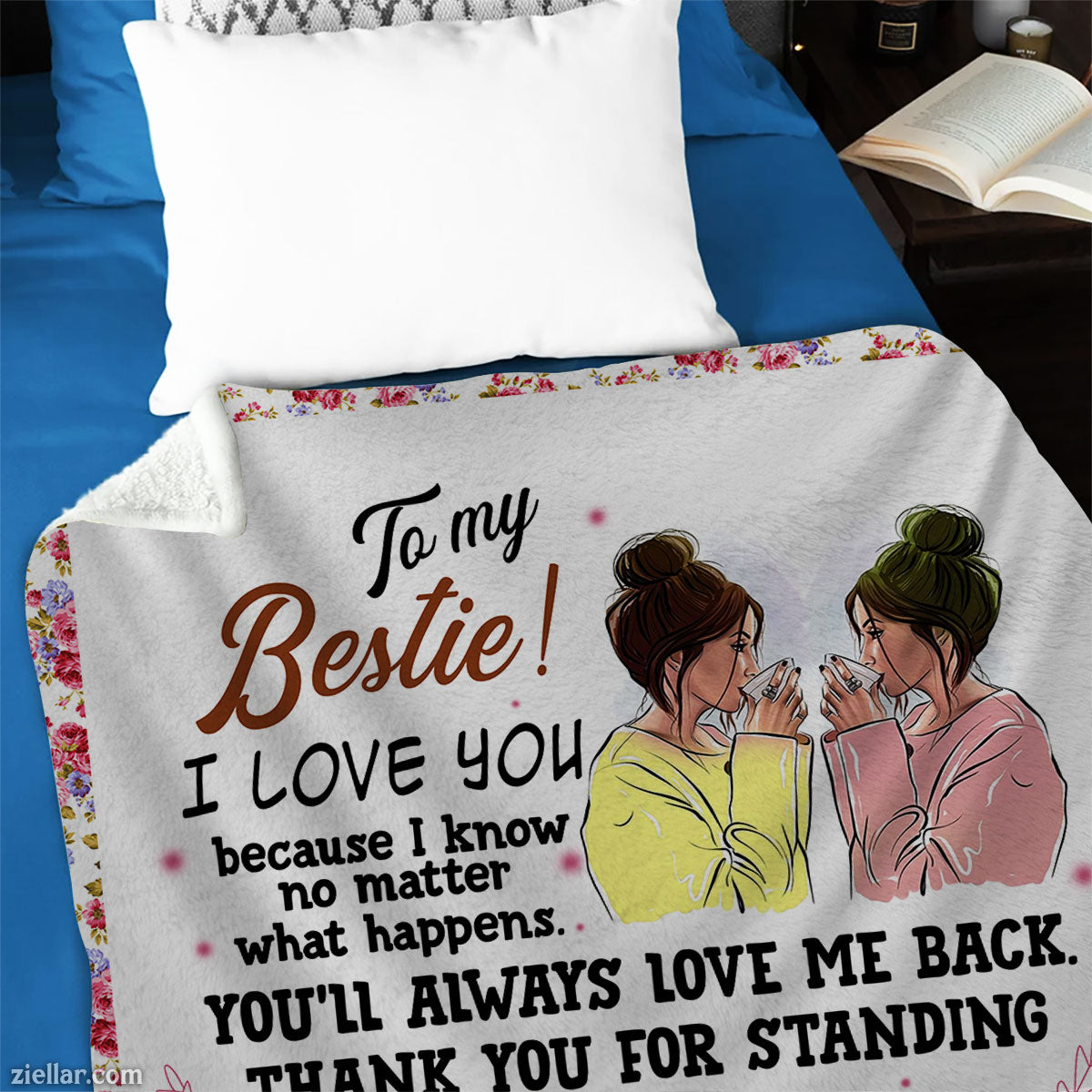 To My Bestie Quilt Blanket, Fleece Blanket Gift for Best Friend, Custome Name Option