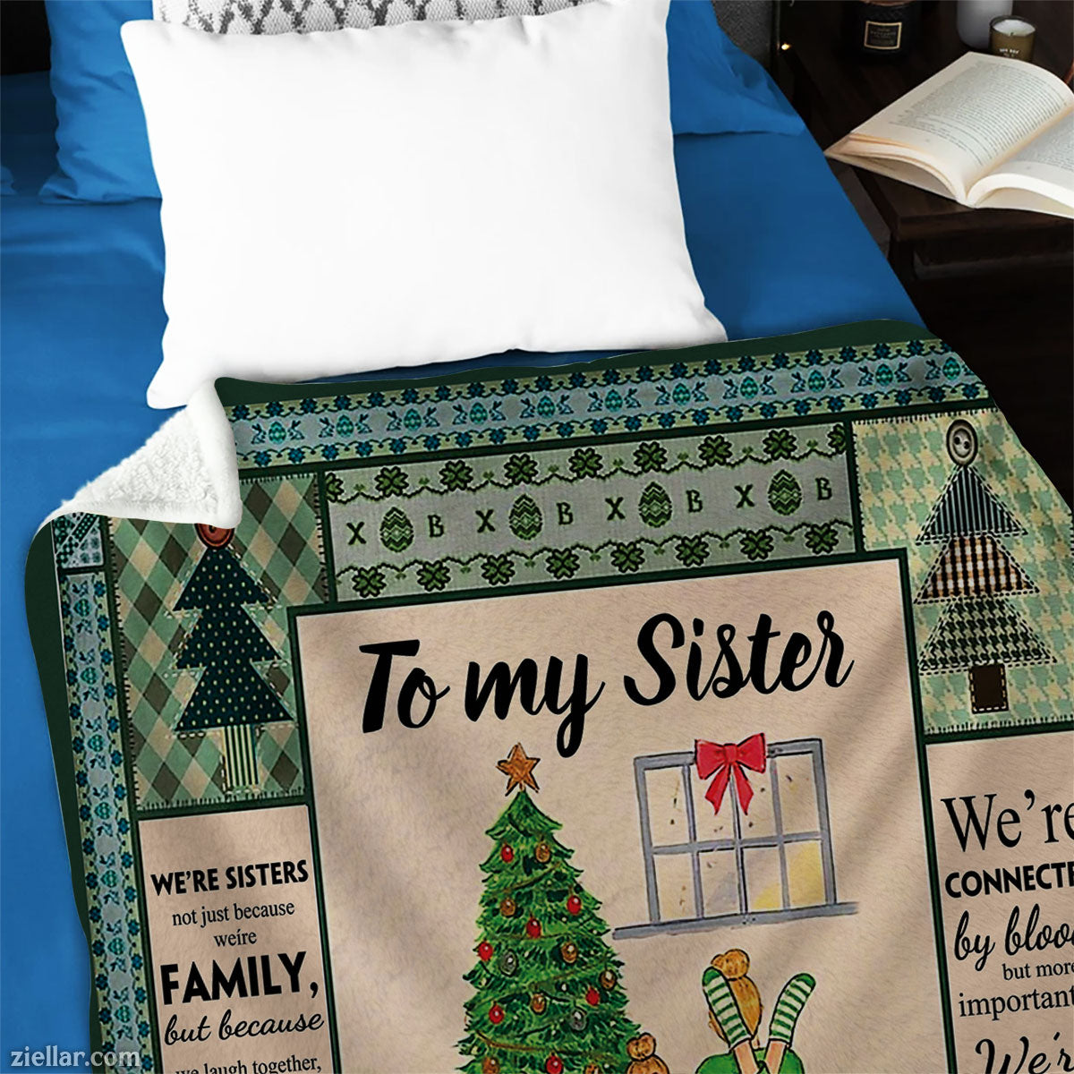 To My Sister Quilt Blanket, Fleece Blanket Christmas Theme Personalized Custome Name Gift