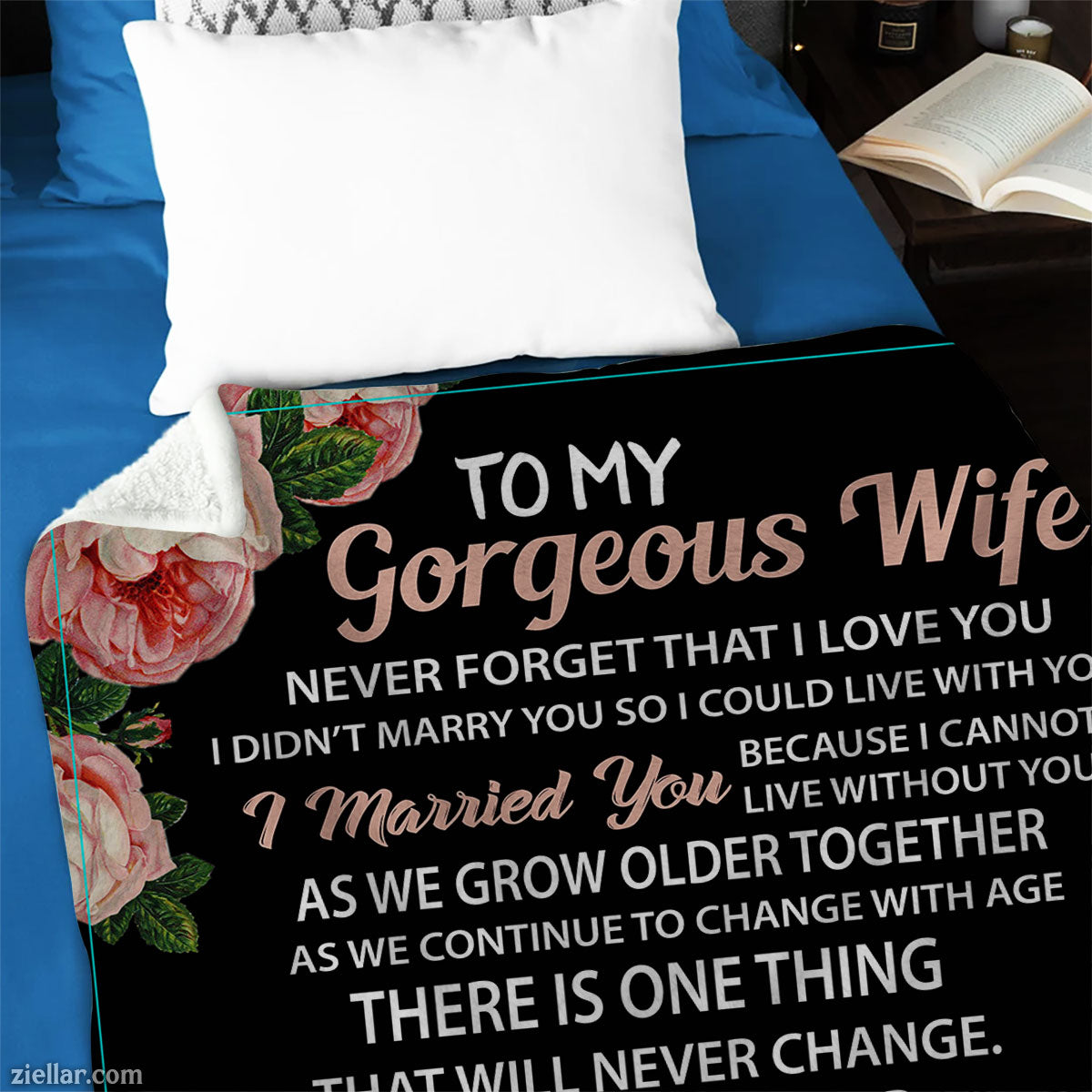 To My Gorgeous Wife Quilt Blanket, Fleece Blanket Romantic Gift from Husband, Personalized