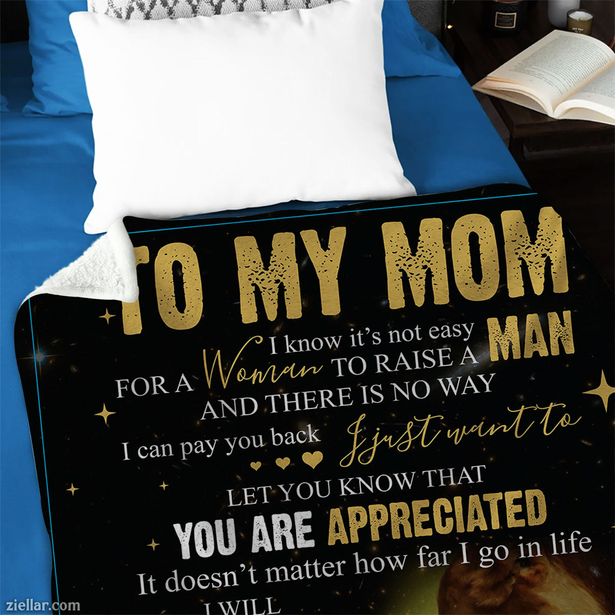 To My Lion Mom Quilt Blanket, Fleece Blanket Gift from Son, Star Theme Design, Custome Name Gift