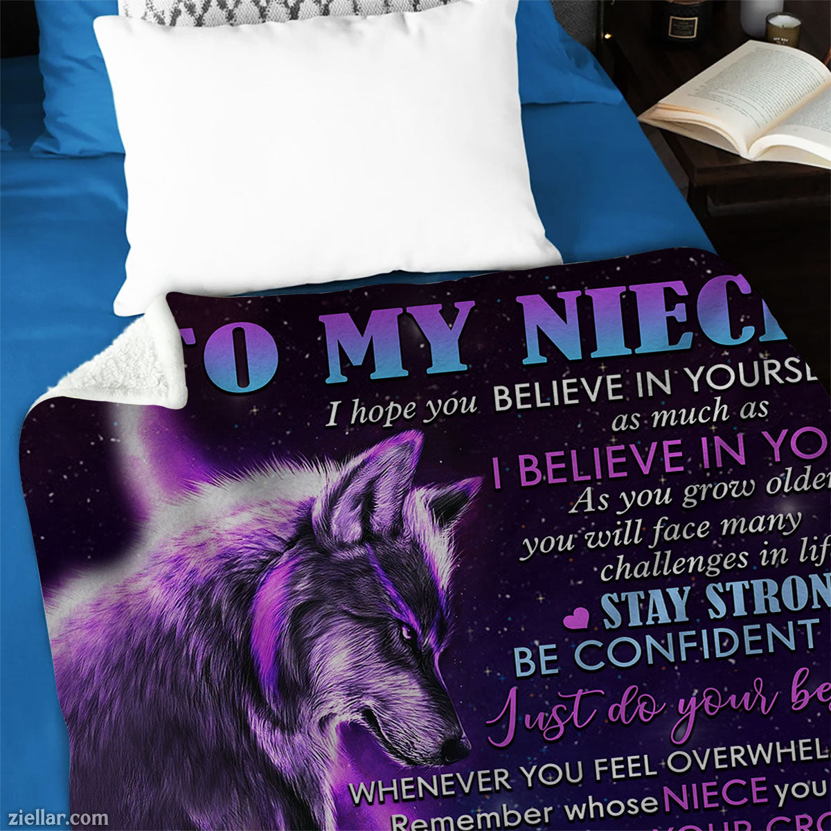 To My Niece Quilt Blanket, Fleece Blanket Purple Galaxy Theme, Motivational Gift, Custome Name