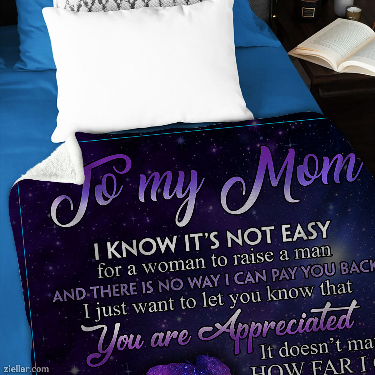 To My Mom Quilt Blanket, Fleece Blanket Galaxy Hands Gift from Son, Personalized Custome Name