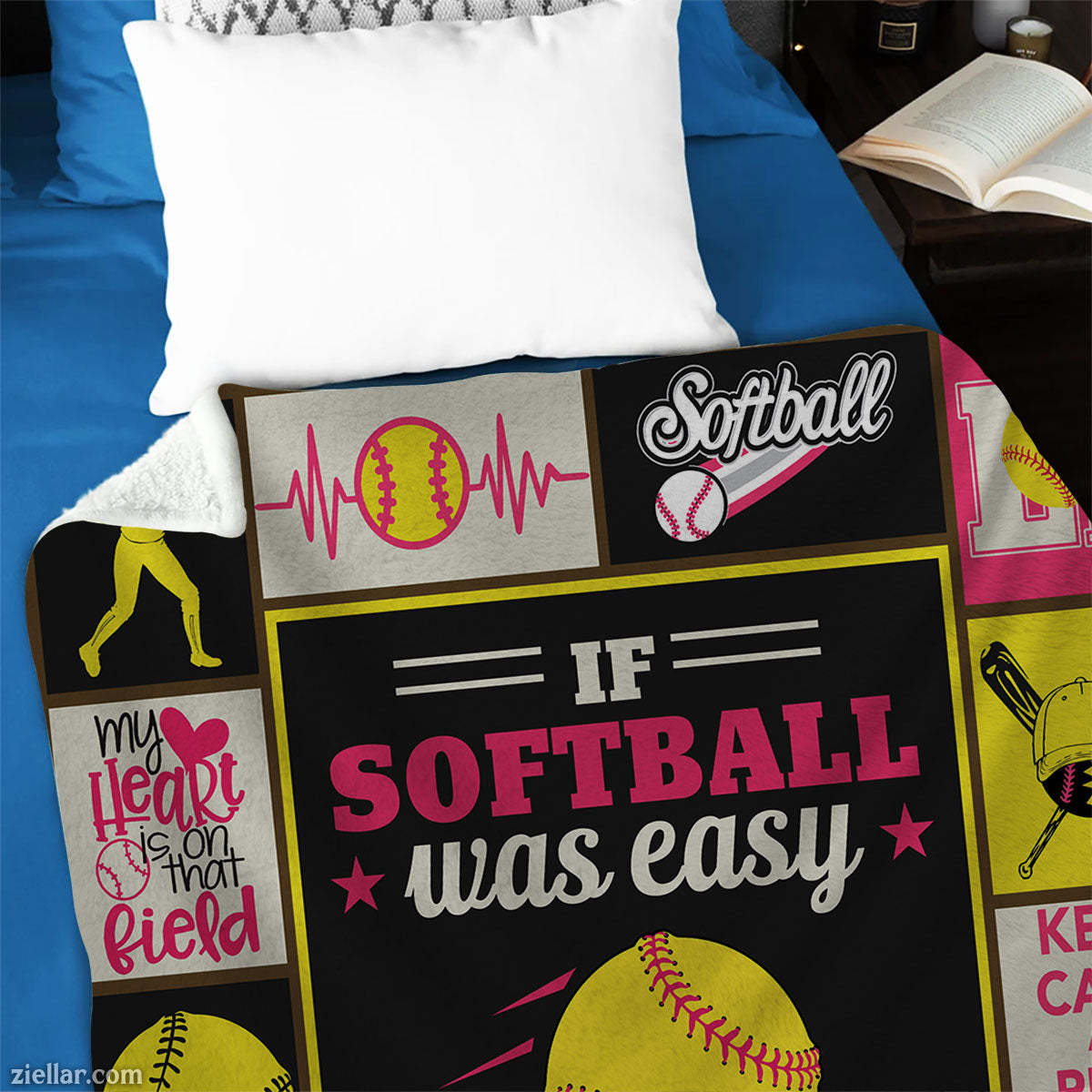 Softball Lover Quilt Blanket, Fleece Blanket Funny Pink Sports Theme, Custome Name Gift