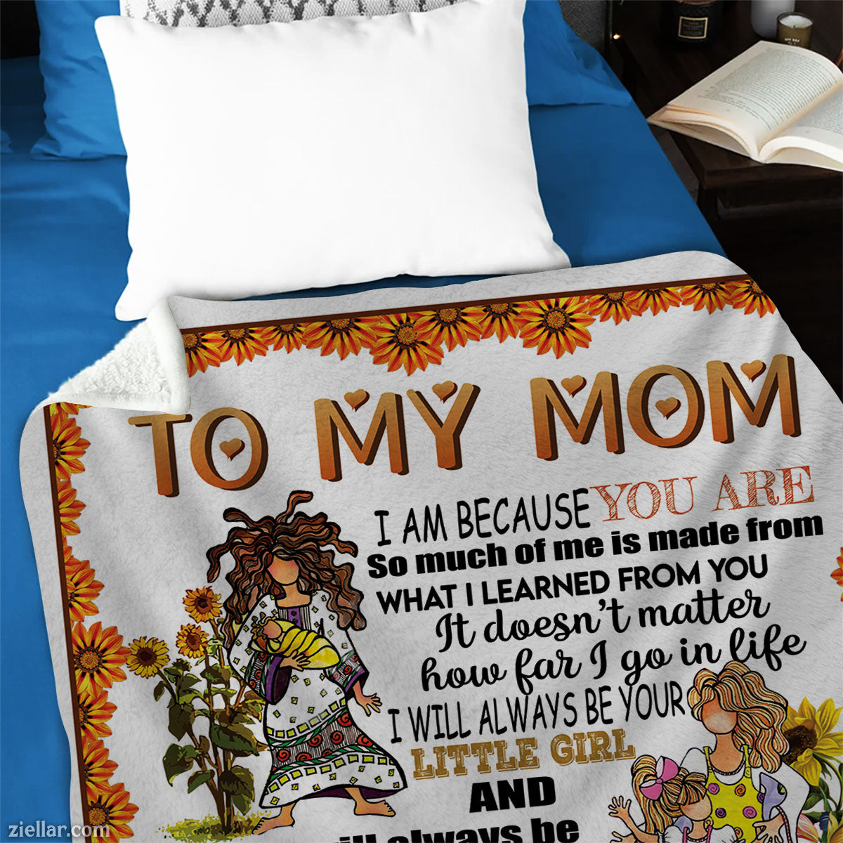 To My Mom Quilt Blanket, Fleece Blanket Floral Love Letter Gift from Daughter, Custome Name