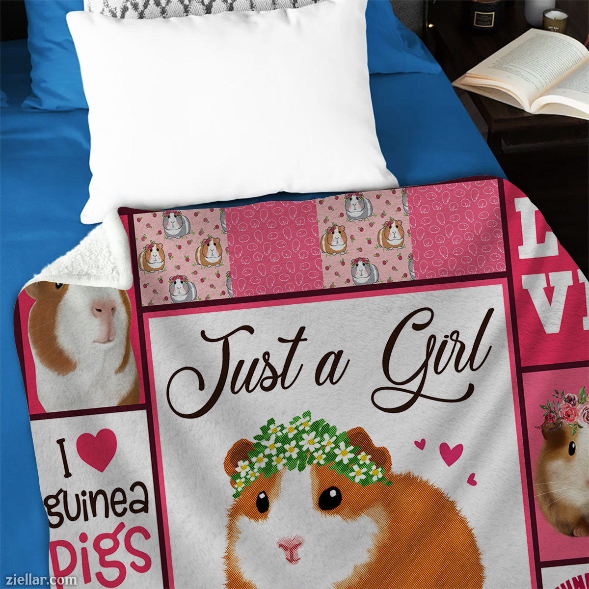 Just a Girl Who Loves Guinea Pigs Quilt Blanket, Fleece Blanket Cute Rodent Lover Gift