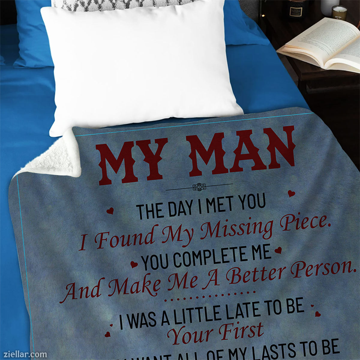 To My Man Quilt Blanket, Fleece Blanket Romantic Lion Gift for Husband or Boyfriend