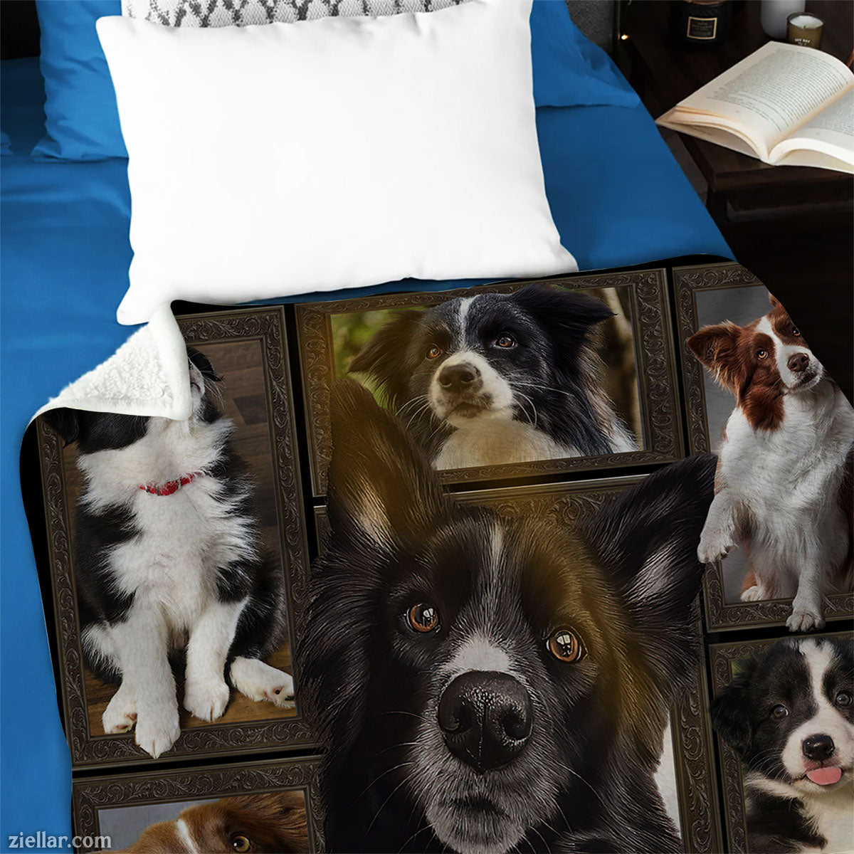 Dog Collage Quilt Blanket, Fleece Blanket Featuring Cute Puppy Faces for Dog Lovers Gift