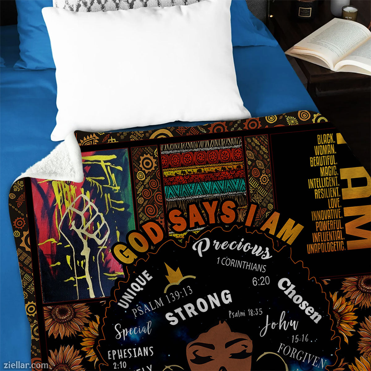I Am Black Queen Quilt Blanket, Fleece Blanket African American Strong Woman Art, Empowerment