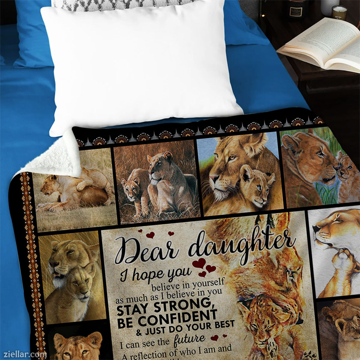 Lion Mom and Daughter Quilt Blanket, Fleece Blanket Pet Memorial Gift from Mom, Personalized