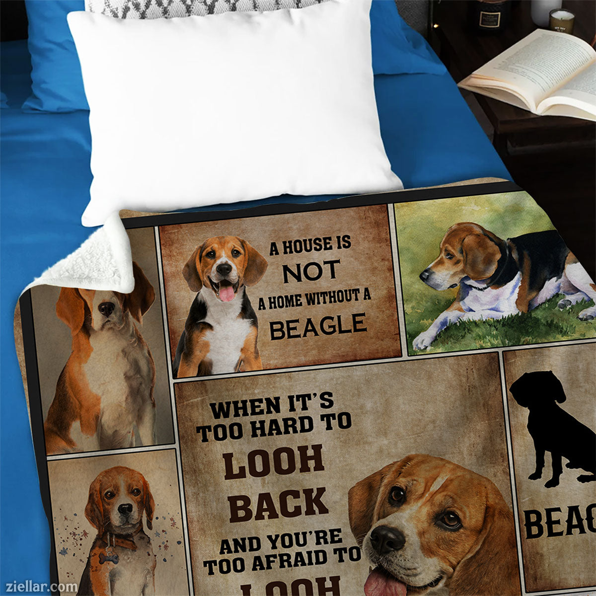 Beagle Dog Quilt Blanket, Fleece Blanket Puppy Collage Gift for Dog Lovers, Custome Name