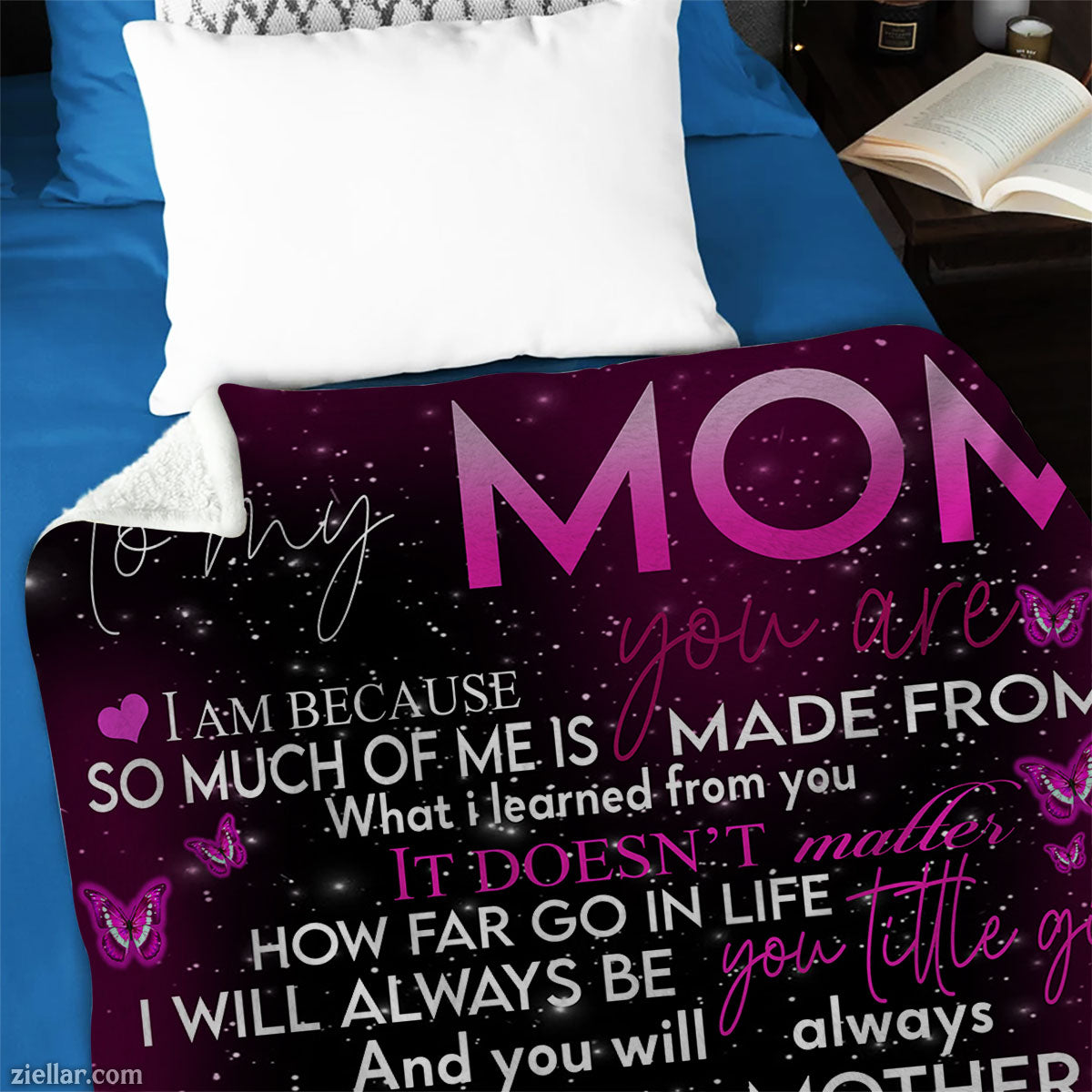 To My Mom Quilt Blanket, Fleece Blanket Purple Galaxy Gift from Daughter, Personalized