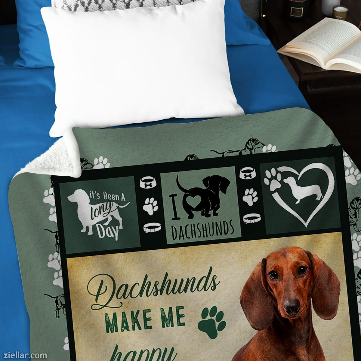 Dachshund Dog Lover Quilt Blanket, Fleece Blanket Pet Gift for Dog Mom, Custome Name