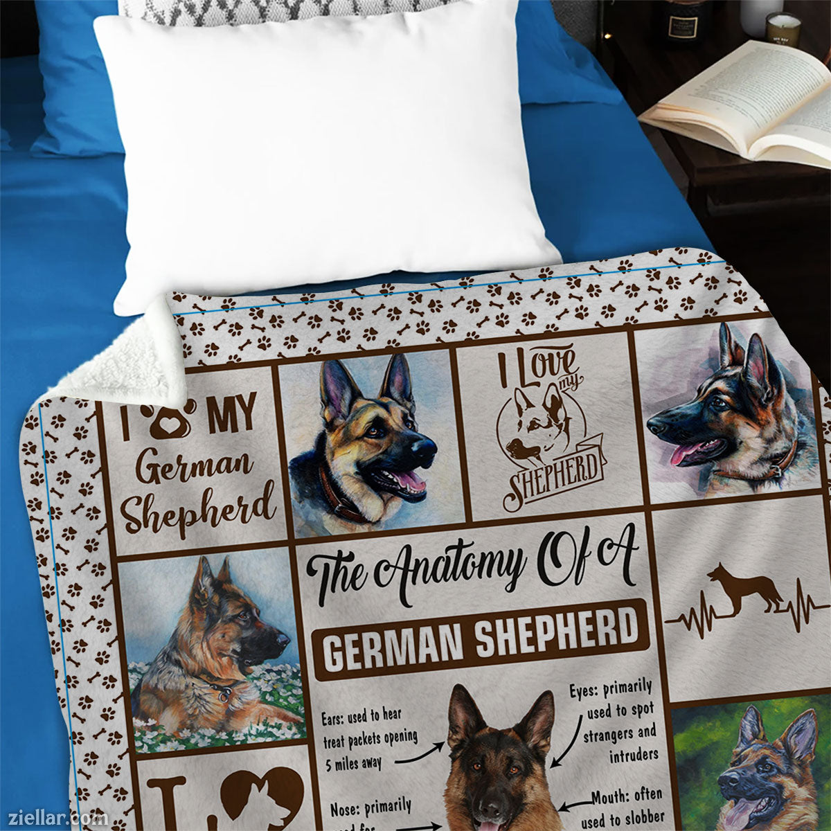 German Shepherd Dog Quilt Blanket, Fleece Blanket Personalized Gift for Dog Lovers