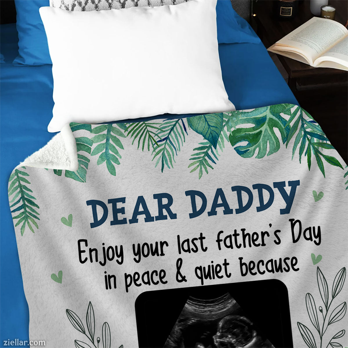 To My Daddy Quilt Blanket, Fleece Blanket Baby Bump Father's Day Gift, Custome Name