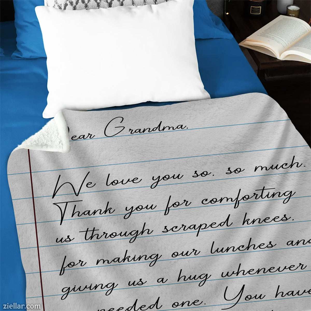 Dear Granddaughter Quilt Blanket, Fleece Blanket Handwritten Letter-Style Gift, Personalized