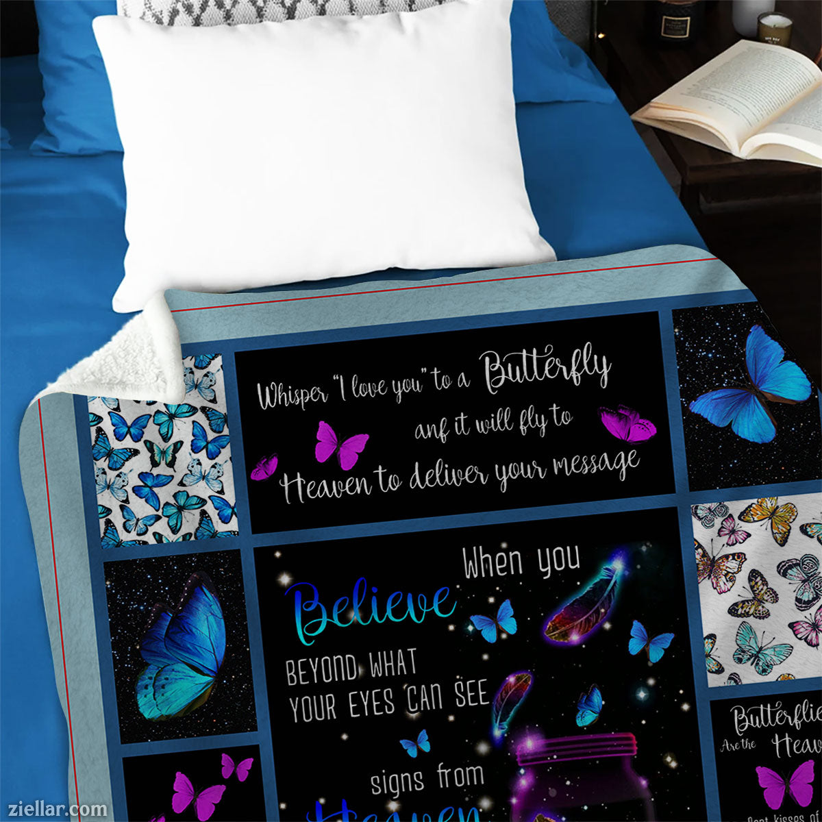 Butterfly Quote Quilt Blanket, Fleece Blanket for Inspiration and Strength, Custome Name