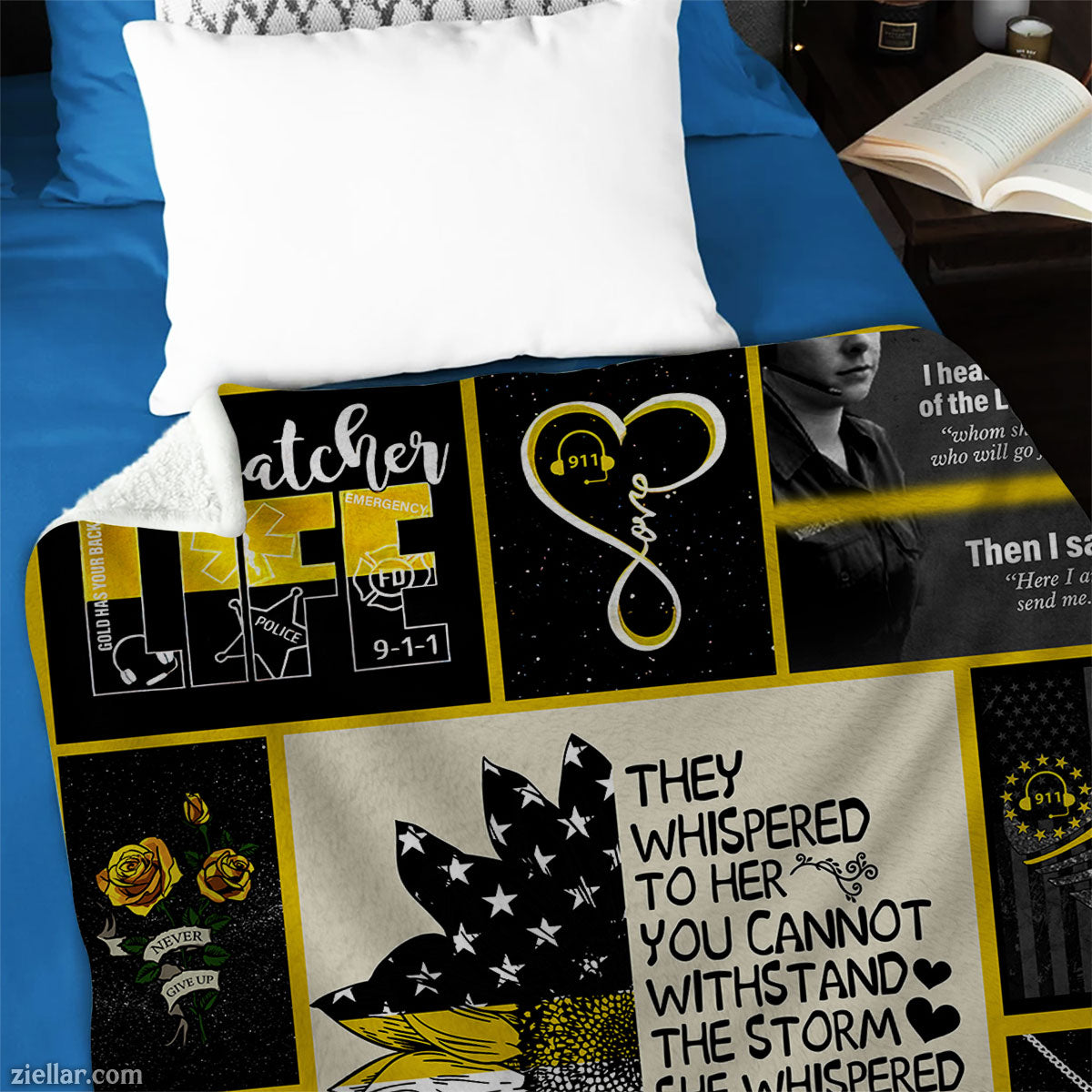 911 Dispatcher Quilt Blanket, Fleece Blanket Emergency Responder Gift, Personalized