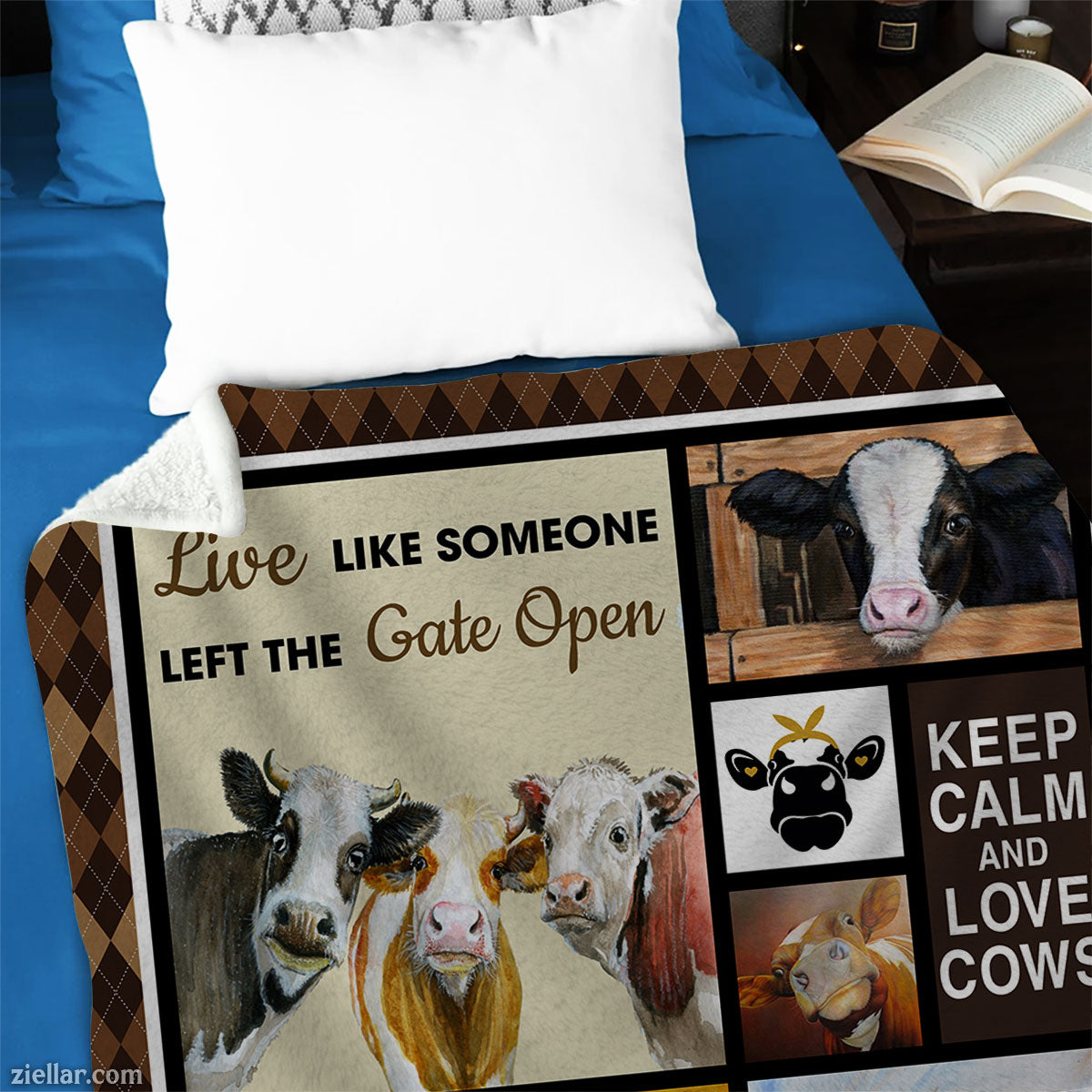 Cow Lover Quilt Blanket, Fleece Blanket Funny Dairy Farm Gift for Her or Him