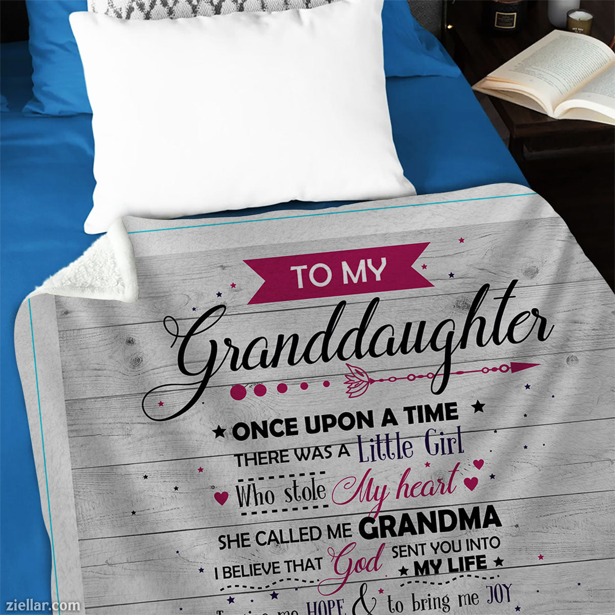 To My Granddaughter Quilt Blanket, Fleece Blanket Unicorn Gift from Grandma, Custome Name