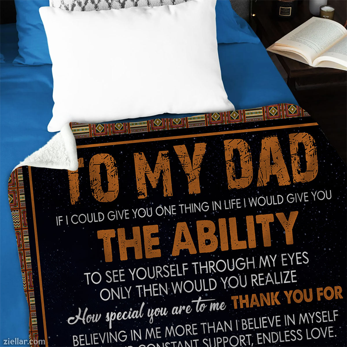To My Dad Quilt Blanket, Fleece Blanket Lion Design from Daughter with Proud Message